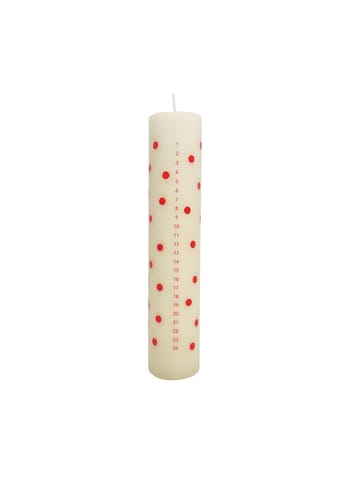 OYOY LIVING - Calendar candle - Polka Calendar Candle - Offwhite / Red