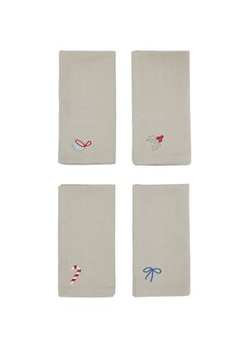 OYOY LIVING - Serviettes de table en tissu - Christmas Napkin - Pack of 4 - 306 Clay