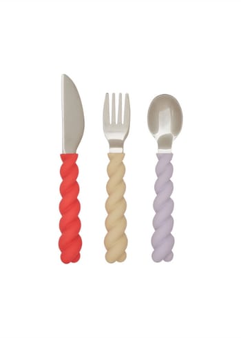 OYOY MINI - Kinderbestek - Mellow Cutlery - Pack of 3 - 501 Lavender / Vanilla / Cherry Red