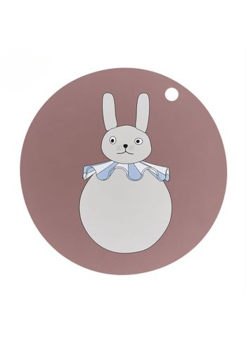 OYOY MINI - Børnedækkeserviet - Placemat Rabbit Pompom - 306 Clay