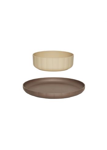 OYOY MINI - Kinderbordje - Pullo Plate & Bowl - Set of 2 - Taupe / Vanilla