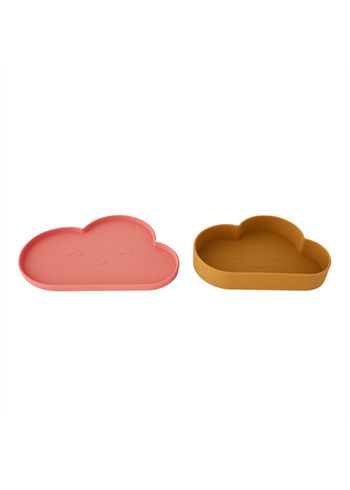 OYOY - Aufbewahrungsboxen - Chloe Cloud Plate & Bowl - Light Rubber / Coral