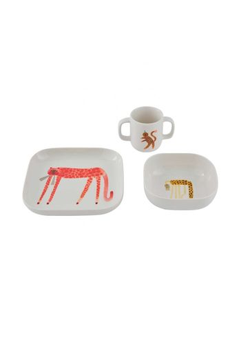 OYOY - Teller - Moira Tableware Set - Offwhite - Strawberry Cat
