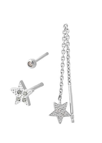 Pernille Corydon - Earrings - Sparkling Star Earring Box - Silver