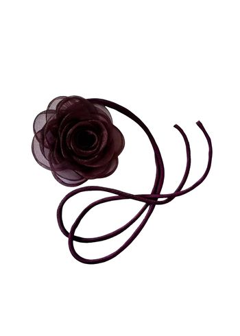 Pico - Necklace - Organza Rose String - Dark Plum