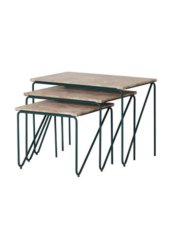 PLEASE WAIT to be SEATED - Tavolino da caffè - Triptych Nesting Table / By All the way to Paris - Brown Marble / Cedar Green