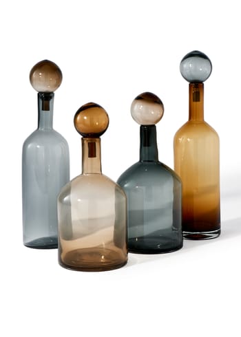 Polspotten - Karafka - Bubbles and Bottles - L, set of 4 - Brown & Smoke