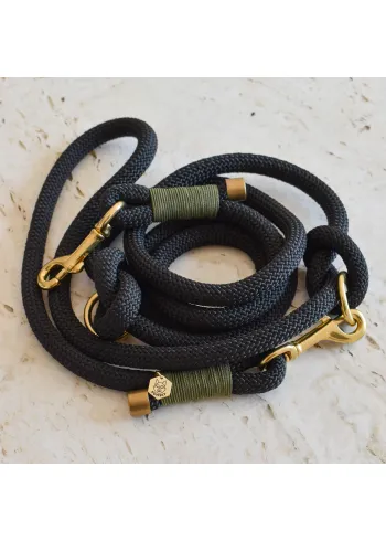 Pomskyshop - Koiran kaulapannat - Classy Black - Rope - Gold