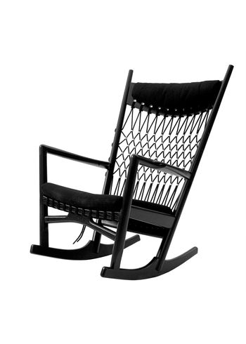 PP Møbler - Houpací křeslo - pp124 Rocking Chair / By Hans J. Wegner - Hallingdal 65 0190 / Black Flag Halyard / Stainless Steel / TannicTint Black Oak