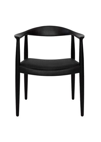 PP Møbler - Cadeira de jantar - pp503 Round Chair / By Hans J. Wegner - Dunes Leather Anthrazite 21003 / TannicTint Black Oak