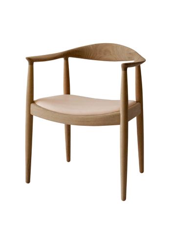 PP Møbler - Chaise à manger - pp503 Round Chair / By Hans J. Wegner - Vegetal Leather Nature 20090 / Clear Oiled Oak