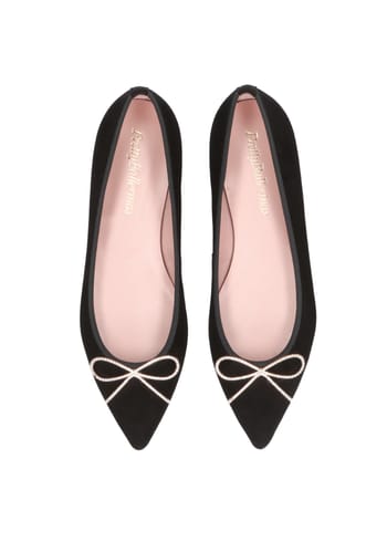 Pretty Ballerinas - Baleríny - Tela - Black w. Silver Bow