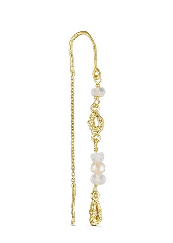 Pure By Nat - Pendiente - Chain earring w. gemstones & pearl - Gold Plated