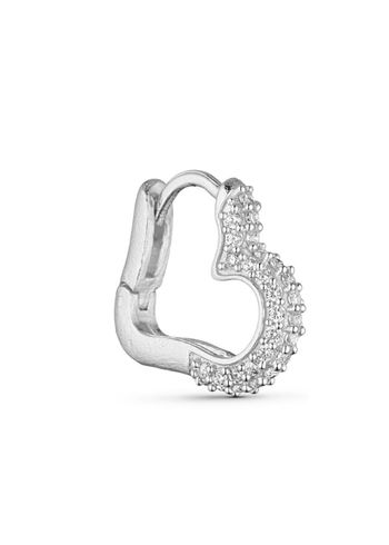 Pure By Nat - Pendiente - Esmee Heart Earring W. Zircons - Silver Plated