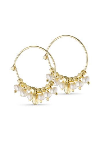 Pure By Nat - Orecchini - Hoop earring w. gemstones - Gold Plated