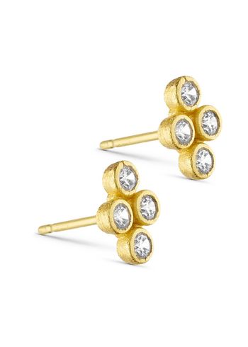 Pure By Nat - Boucles d'oreilles - Lyra Post Earring W. Four Zircons - Gold Plated