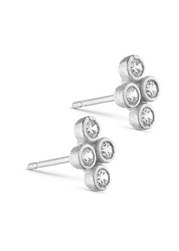 Pure By Nat - Náušnice - Lyra Post Earring W. Four Zircons - Silver Plated