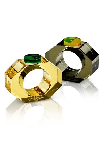 Reflections Copenhagen - Servietring - Shelby napkin rings, set of 2 - Yellow/Green & Grey/Neon Yellow