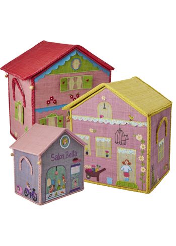 Rice - Skrzynka do przechowywania dzieci - Raffia Toy Baskets - Set Of 3 - House Theme