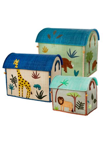 Rice - Boîte de rangement pour enfants - Raffia Toy Baskets - Set Of 3 - Jungle Theme