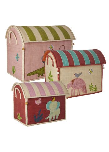 Rice - Caixa de armazenamento para crianças - Raffia Toy Baskets - Set Of 3 - Sweet Jungle Theme