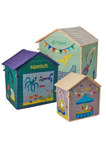 Rice - Child storage box - Raffia Toy Baskets - Set Of 3 - Vacation Theme