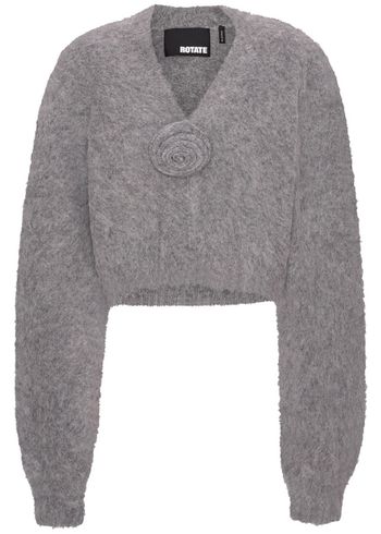 ROTATE by Birger Christensen - Cardigan - Knit Cropped Cardigan - Grey Melange