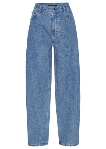 ROTATE by Birger Christensen - Farkut - Rhinestone Wide Leg Jeans - Light Blue Denim