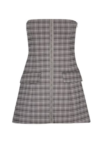 ROTATE by Birger Christensen - Dress - Stretchy Mini Dress - Gray Check/Frosy Gray