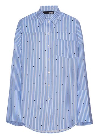 ROTATE by Birger Christensen - Shirt - Oversized Shirt - BLUE LOGO STRIPE