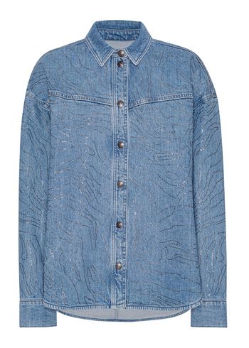ROTATE by Birger Christensen - Skjorta - Rhinestone Denim Shirt - Light Blue Denim