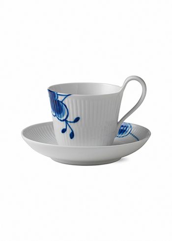 Royal Copenhagen - Copiar - Blue Fluted Mega - Cups with Saucer - High handle cup with saucer - 25 cl