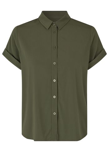 Samsøe & Samsøe - Camisa - Majan SS Shirt - FOREST NIGHT