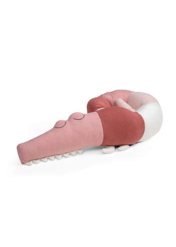 Sebra - Children's pillow - Strikket mini pude Sleepy croc - Blossom pink