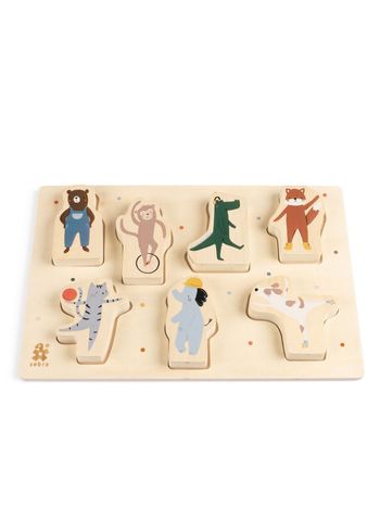 Sebra - Puzzel - Wooden Chunky Puzzle - Toes/Builders