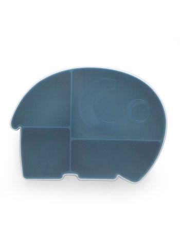 Sebra - Plate - Silicone Plate W/Lid - Fanto - Nordic Blue