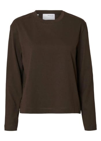 Selected Femme - Halenka - SLFEssential LS Boxy Tee NOOS - Coffee Bean