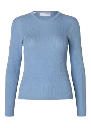 Selected Femme - Camicetta - SLFNaja LS Knit O-Neck - Endless Sky