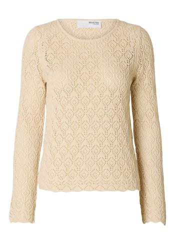 Selected Femme - Blusa - SLFNiva LS Knit O-neck - Birch