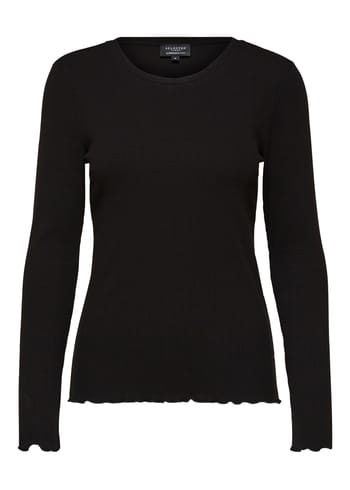 Selected Femme - Blouse - SLFAnna Plain LS Crew Neck Tee - Black