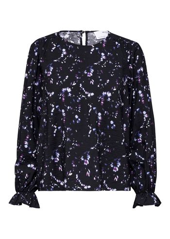 Selected Femme - Blus - SLFRaya LS Top - Black w. Print