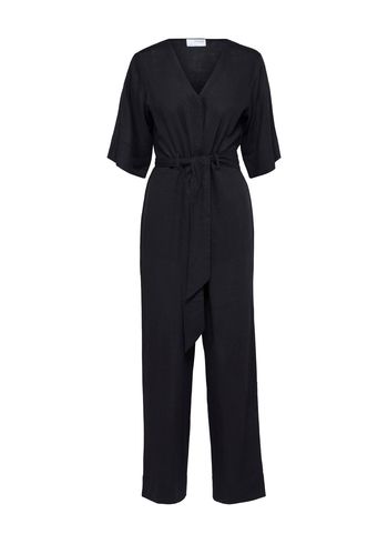 Selected Femme - Jumpsuit - SLFViva 2/4 Long Linen Jumpsuit - Black