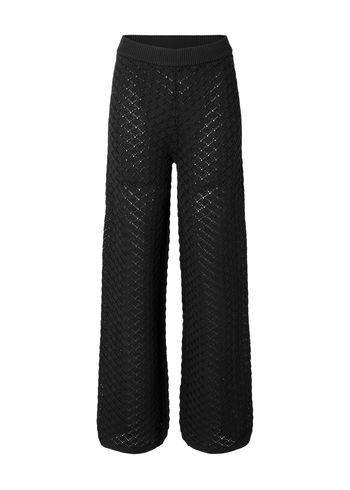 Selected Femme - Calças - SLFFrida HW Structure Knit Pants - Black