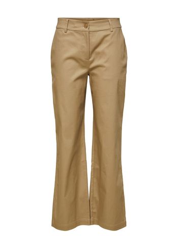 Selected Femme - Pantalon - SLFRita-Sia MW Cotton Wide Pants - Chinchilla