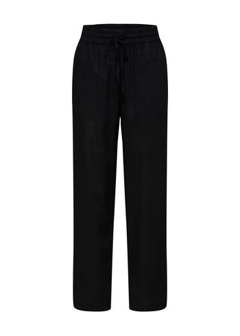 Selected Femme - Calças - SLFViva - Gulia HW Long Linen Pants NOOS - Black