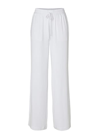 Selected Femme - Byxor - SLFViva - Gulia HW Long Linen Pants NOOS - Bright White