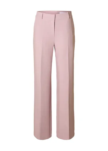 Selected Femme - Pantaloni - SLFRita MW Wide Pant NOOS - Bleached Mauve Melange