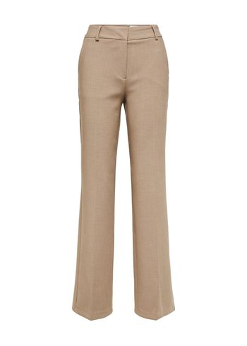 Selected Femme - Pantalon - SLFRita MW Wide Pant NOOS - Camel Melange