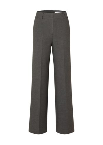 Selected Femme - Pantaloni - SLFRita MW Wide Pant NOOS - Dark Grey Melange