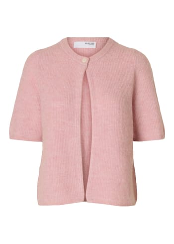 Selected Femme - Cardigan - SLFSia Ras 2/4 Rib Knit Cardigan NOOS - Bleached Mauve Melange